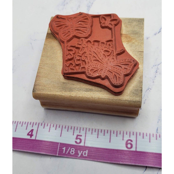 Butterfly Garden Canadian Maple Collection Wood Mounted Rubber Stamp X4004 - Picture 6 of 7